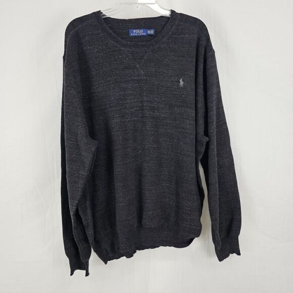 Polo Ralph Lauren Heathered Black Men's Size XXL Crewneck Sweater Sweatshirt - Picture 1 of 5